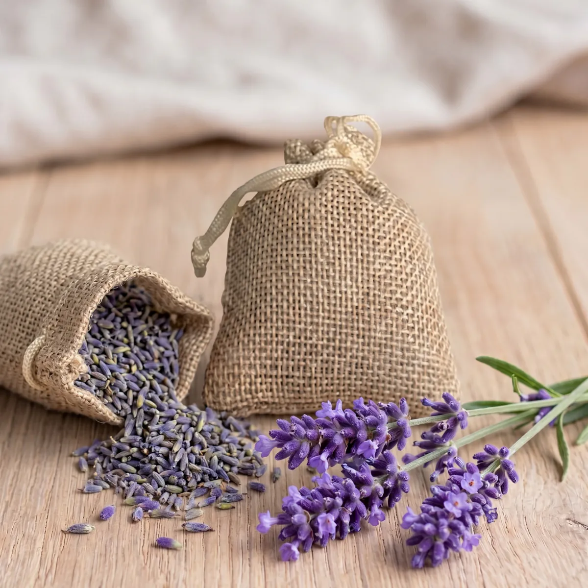 Lavender in a linen bag view 2